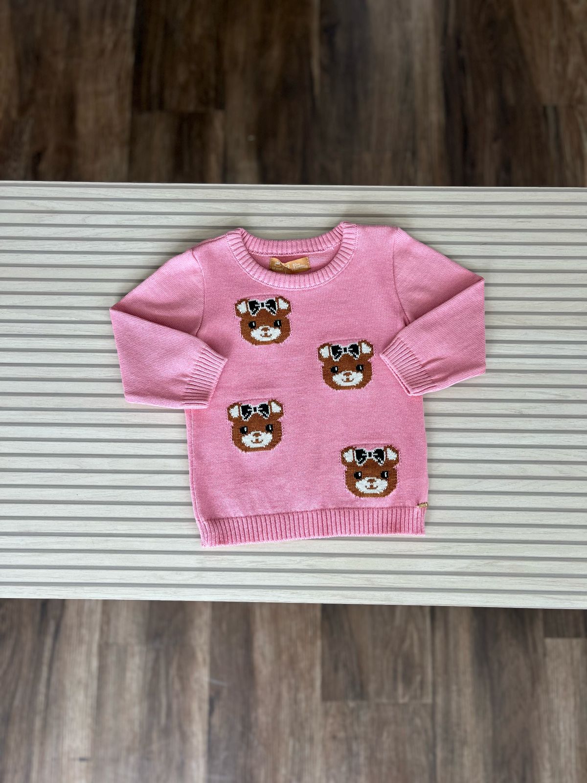 Casaco em Tricot rRosa Tamanho 2 anos