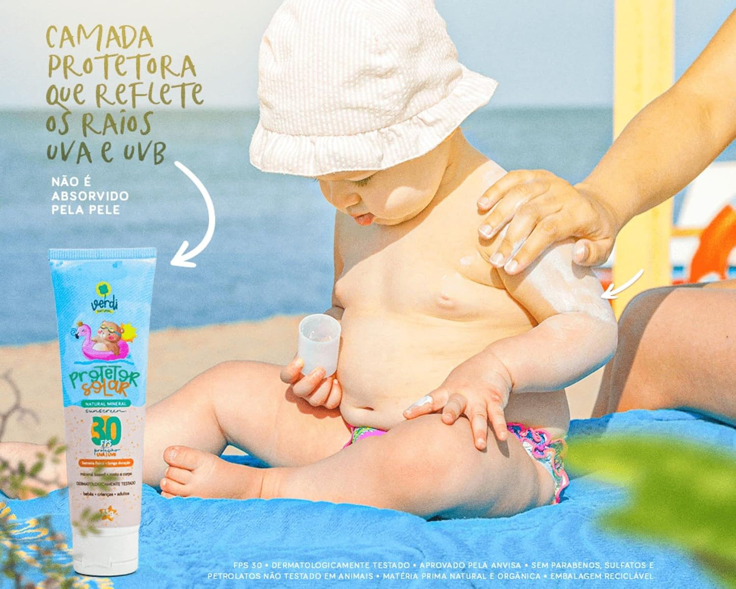 Protetor Solar Natural Físico Mineral Vegano Orgânico Bebê e Criança