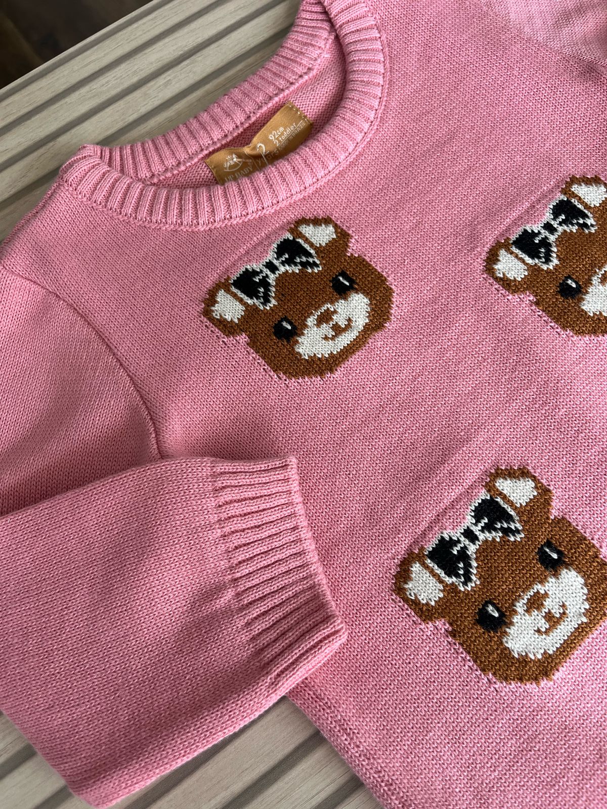 Casaco em Tricot rRosa Tamanho 2 anos